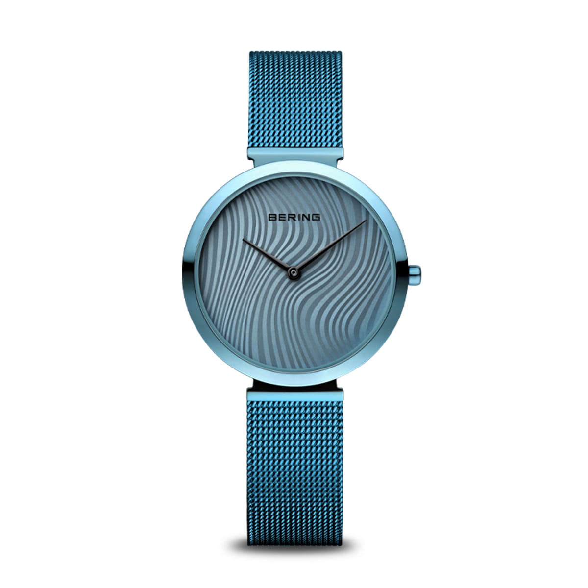 Damenarmbanduhr mit blauem Zifferblatt und blauer Mesh-Armband aus Edelstahl