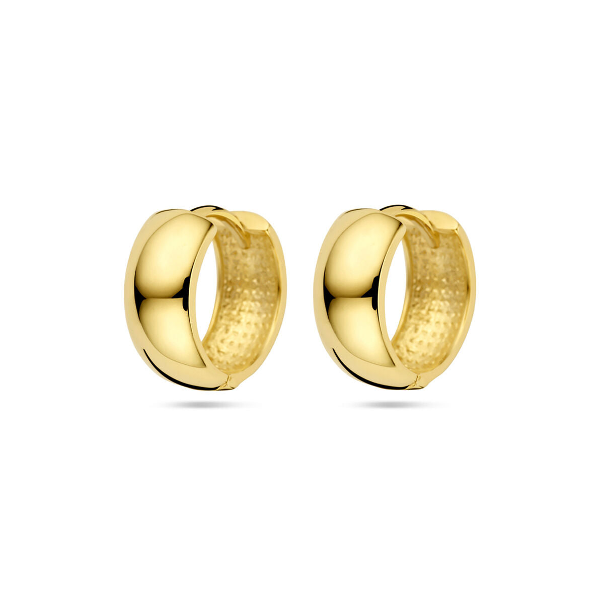 Klapp-Ohrringe aus 14K Gelbgold mit glänzender Oberfläche und 13 mm Durchmesser