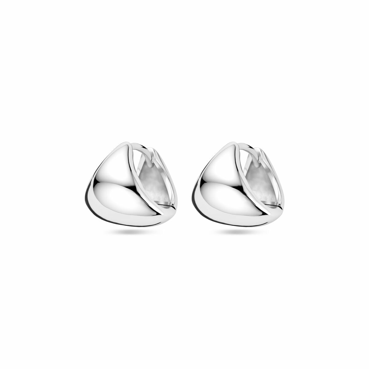 Klapp-Ohrringe aus rhodiniertem Silber mit glatter, glänzender Oberfläche in moderner Form