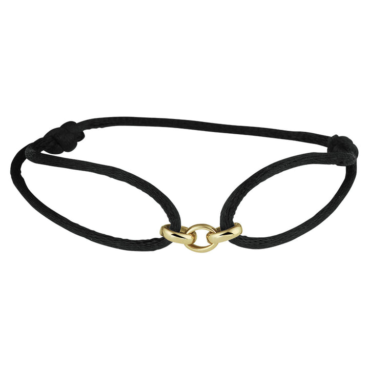 Armband Satin 14K Gold mit Kautschuk/Nylon/Leder