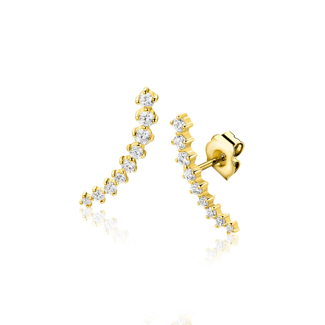 ZINZI goldplated zilveren oorstekers met asymmetrische curve ZIO2818