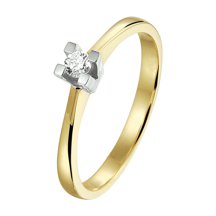 Ring Diamant 0,10 ct h si 14K Bicolor-Gold gelb/weiß