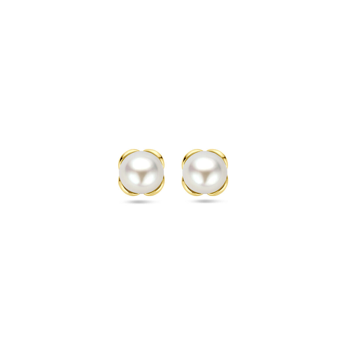Ohrstecker aus 14K Gelbgold mit runden Perlen in Blumenform