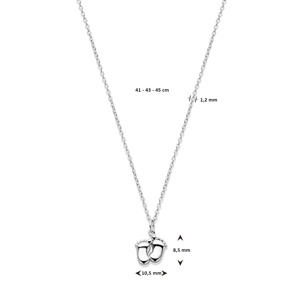 Halskette Babyfüße 41 - 43 - 45 cm Silber rhodiniert