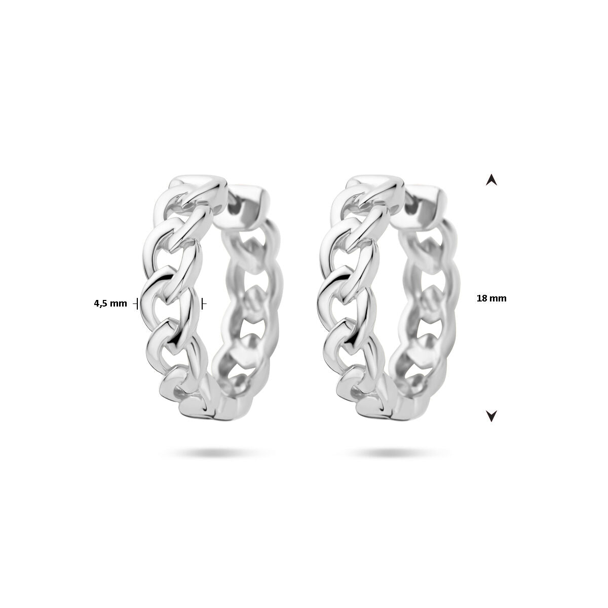 Creolen Gliederdesign 18mm Silber rhodiniert