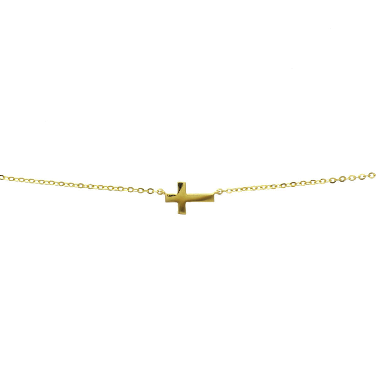Collier aus 14K Gelbgold mit einem schlichten Kreuzanhänger und feiner Kette