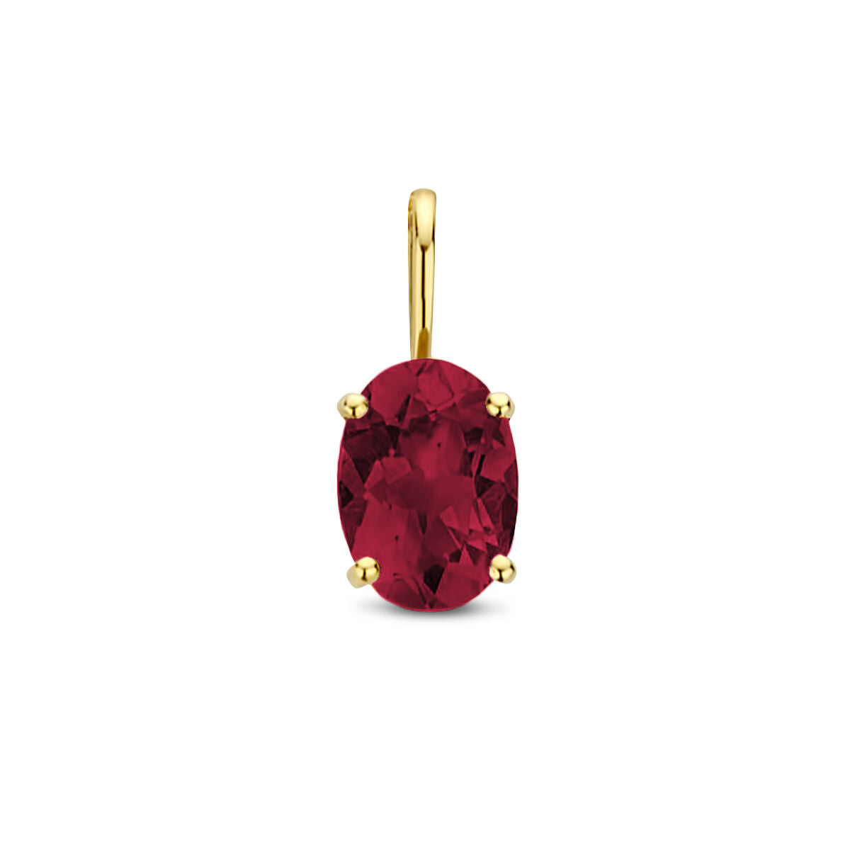 Hänger aus 14K Gelbgold mit ovalem Rhodolith in kräftigem Rot