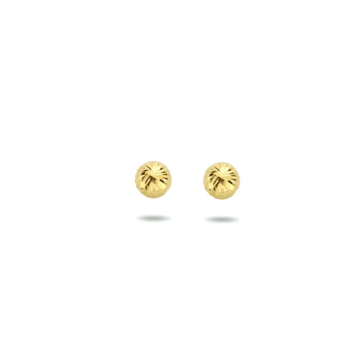 Ohrstecker aus 14K Gelbgold mit diamantierter Oberfläche in runder Form