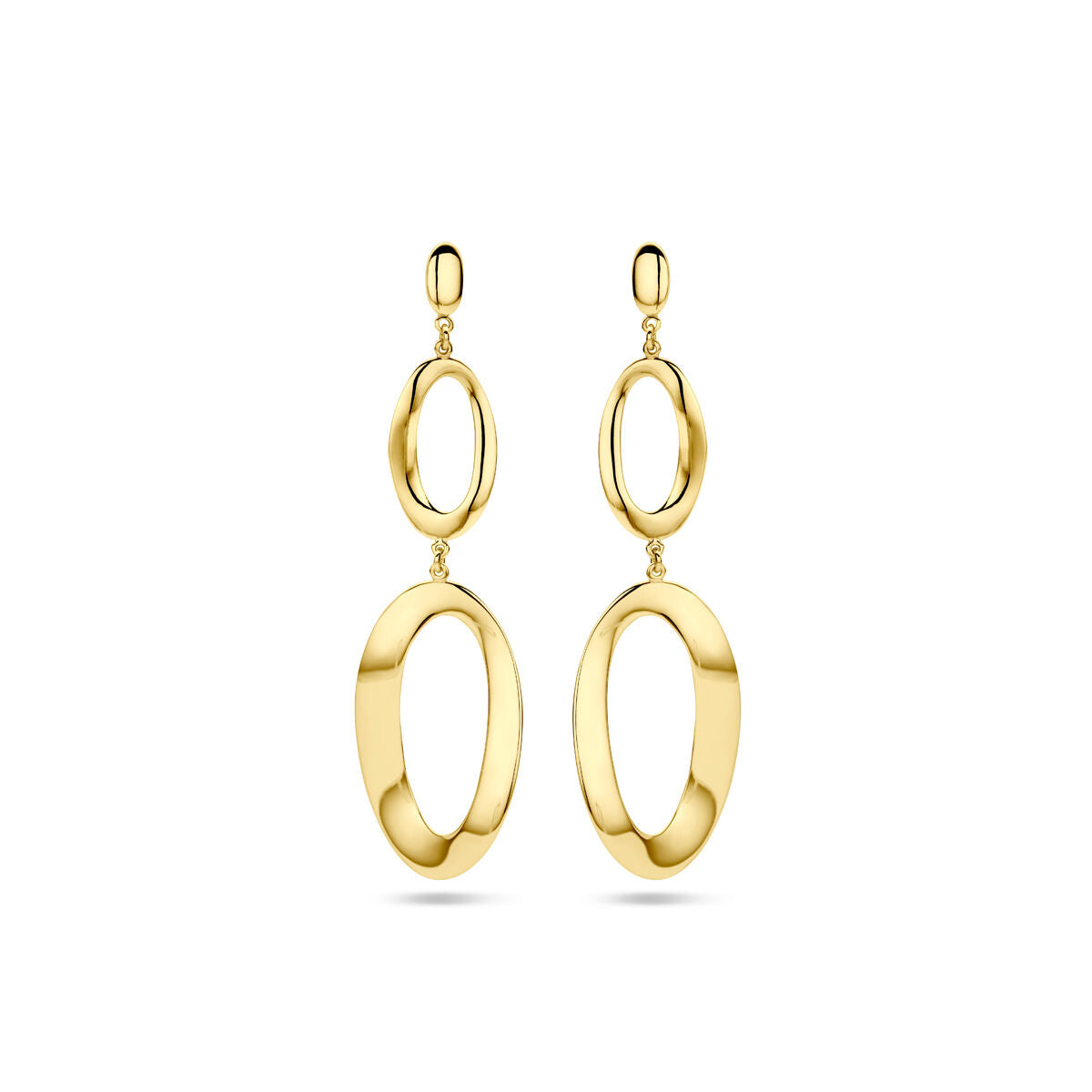 Ohrhänger aus 14K Gelbgold mit zwei ovalen, ineinander verschlungenen Elementen