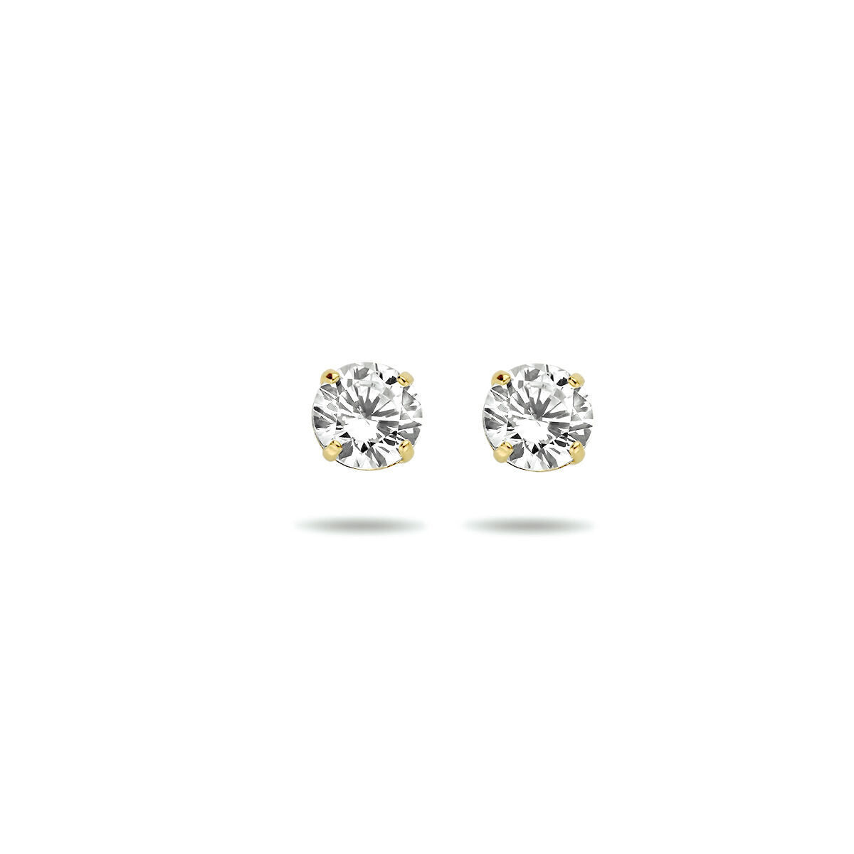 Ohrstecker aus 14K Gelbgold mit Zirkonia-Steinen in runder Form