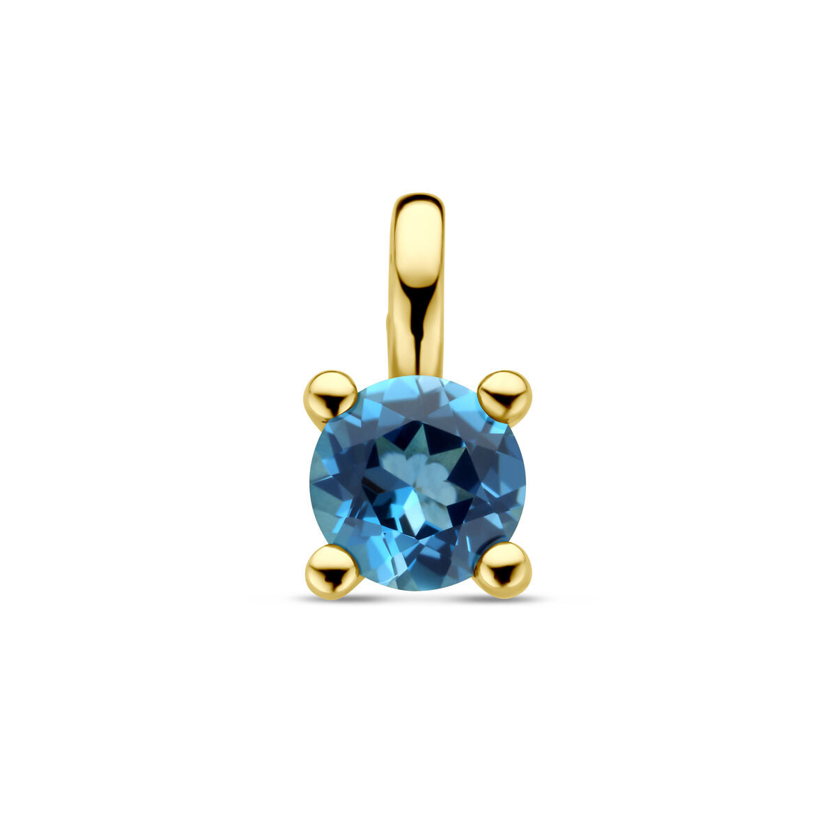 Hänger mit London Blue Topas in runder Form, gefasst in 14K Gelbgold