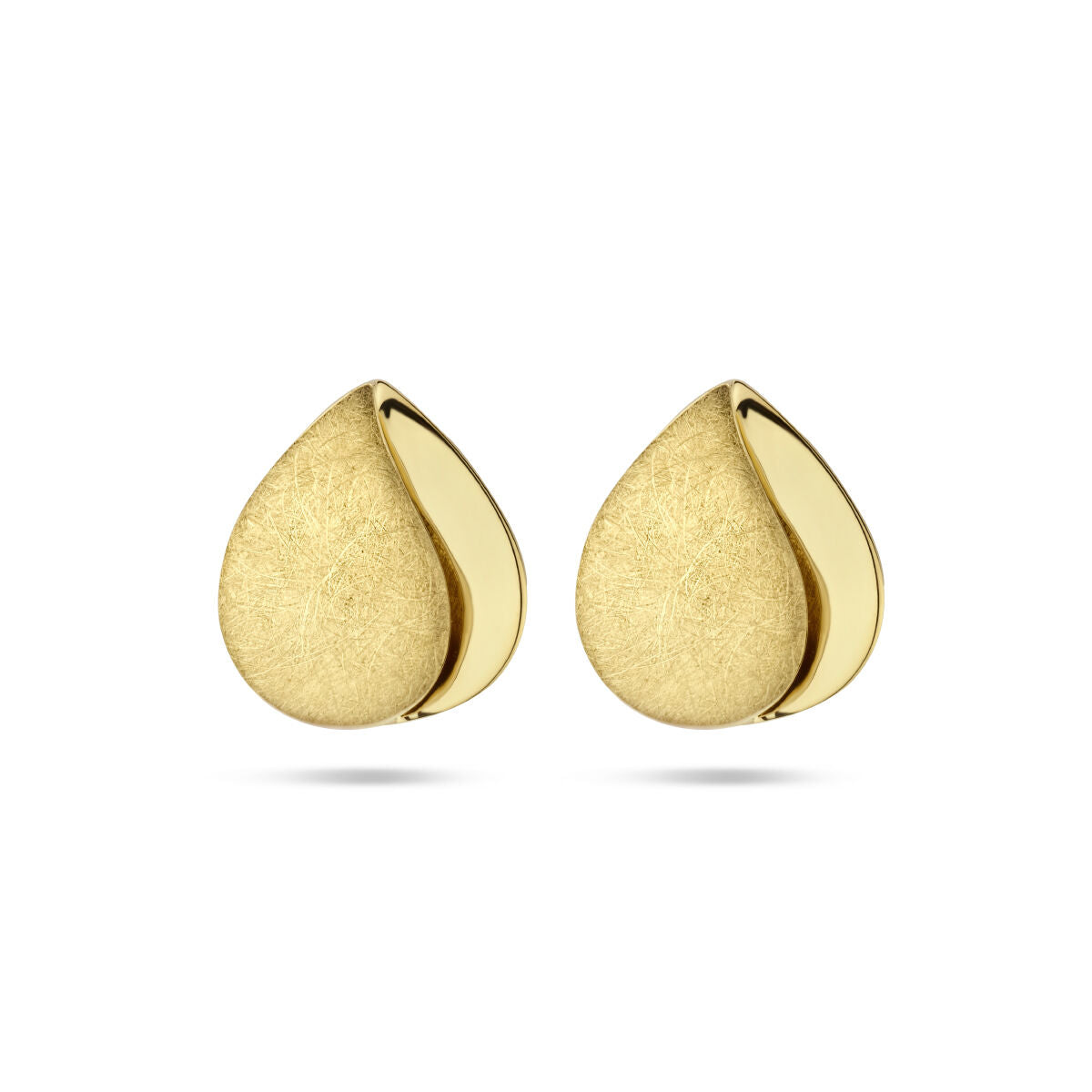 Ohrstecker aus 14K Gelbgold mit mattem und poliertem Finish in Tropfenform