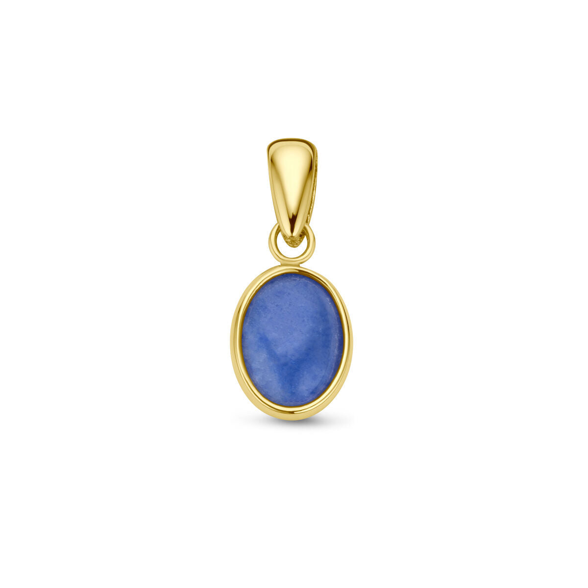 Hänger aus 14K Gelbgold mit ovalem blauen Quarzstein