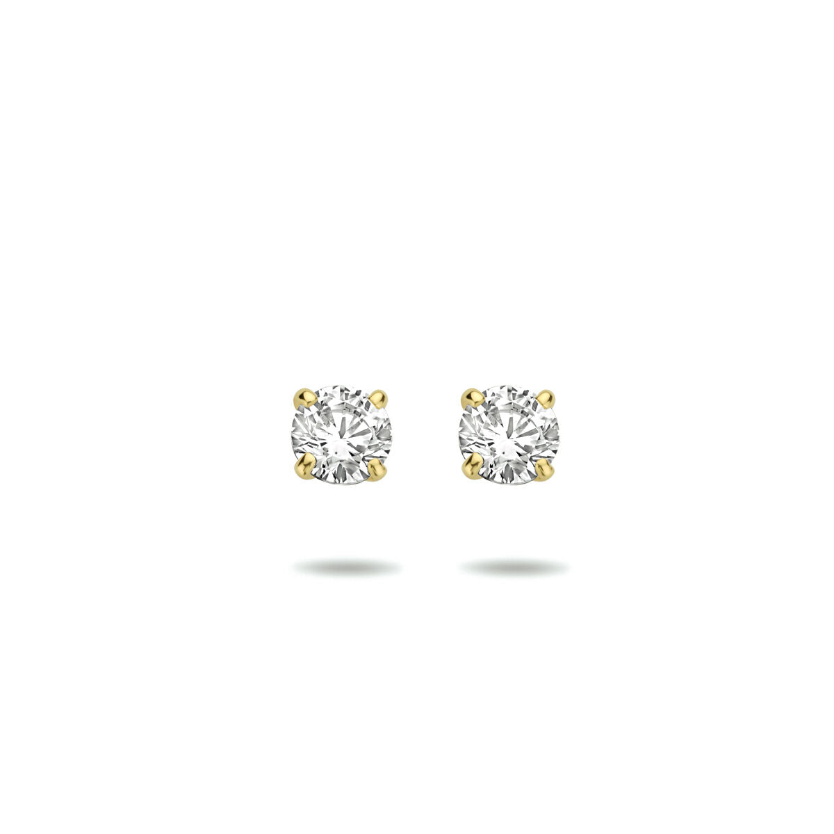 Ohrstecker aus 14K Gelbgold mit klaren Zirkonia-Steinen in quadratischer Form