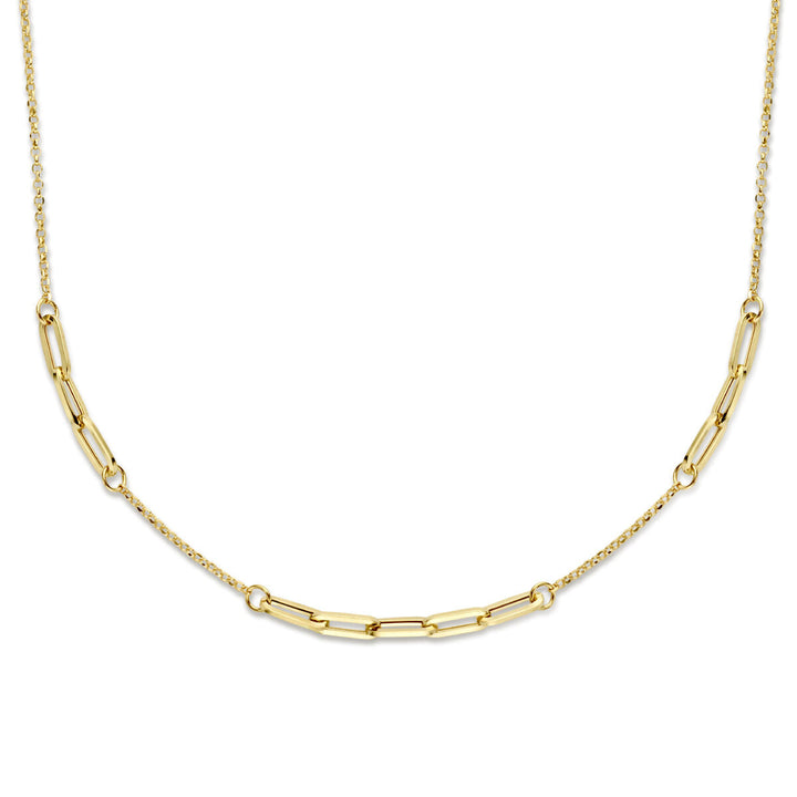Kombinationshalskette Jasseron und Büroklammer 3,5 mm 42 + 2 cm 14K Gelbgold