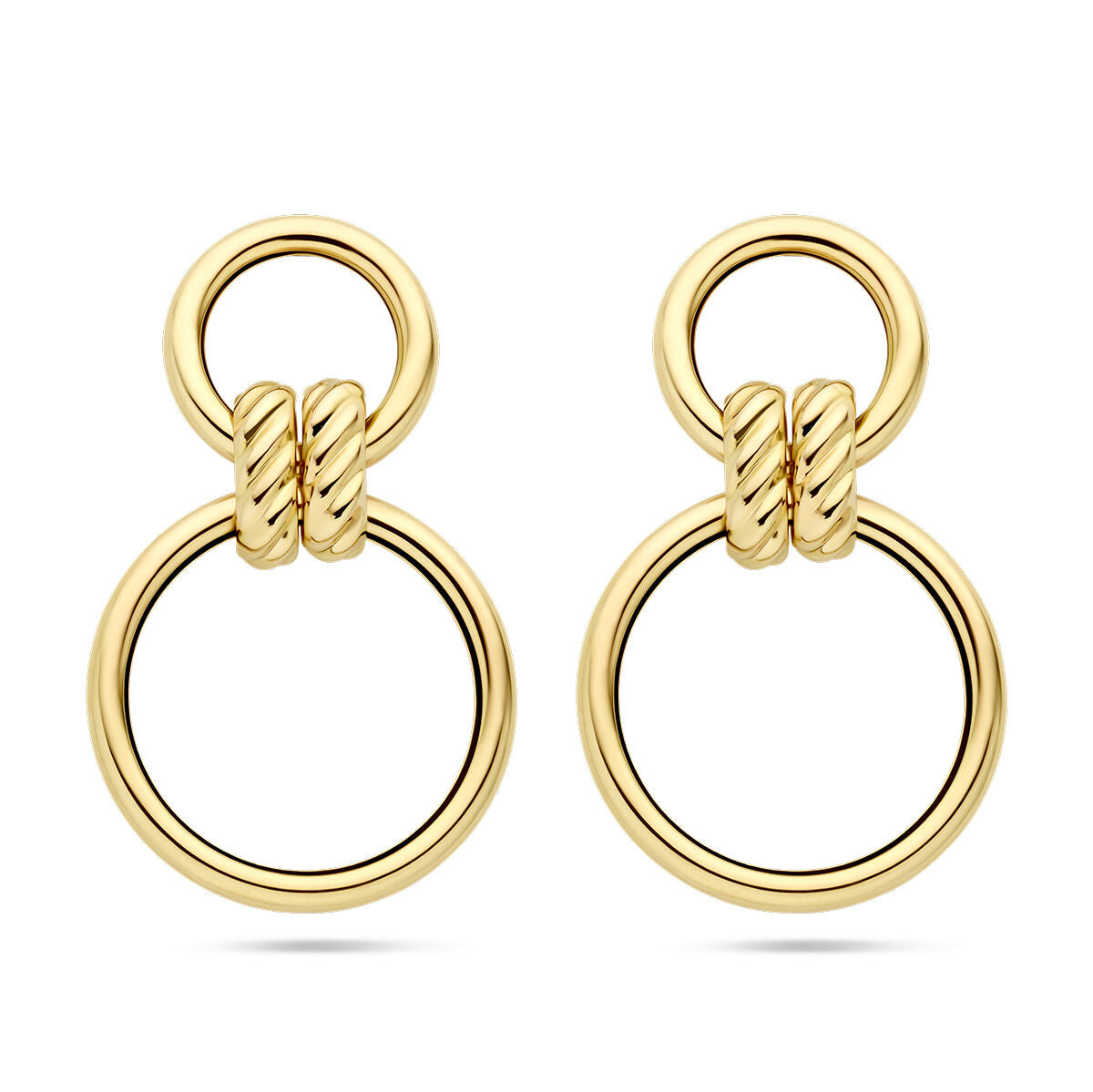 Ohrhänger aus 14K Gelbgold in kreisförmigem Design mit gedrehten Details