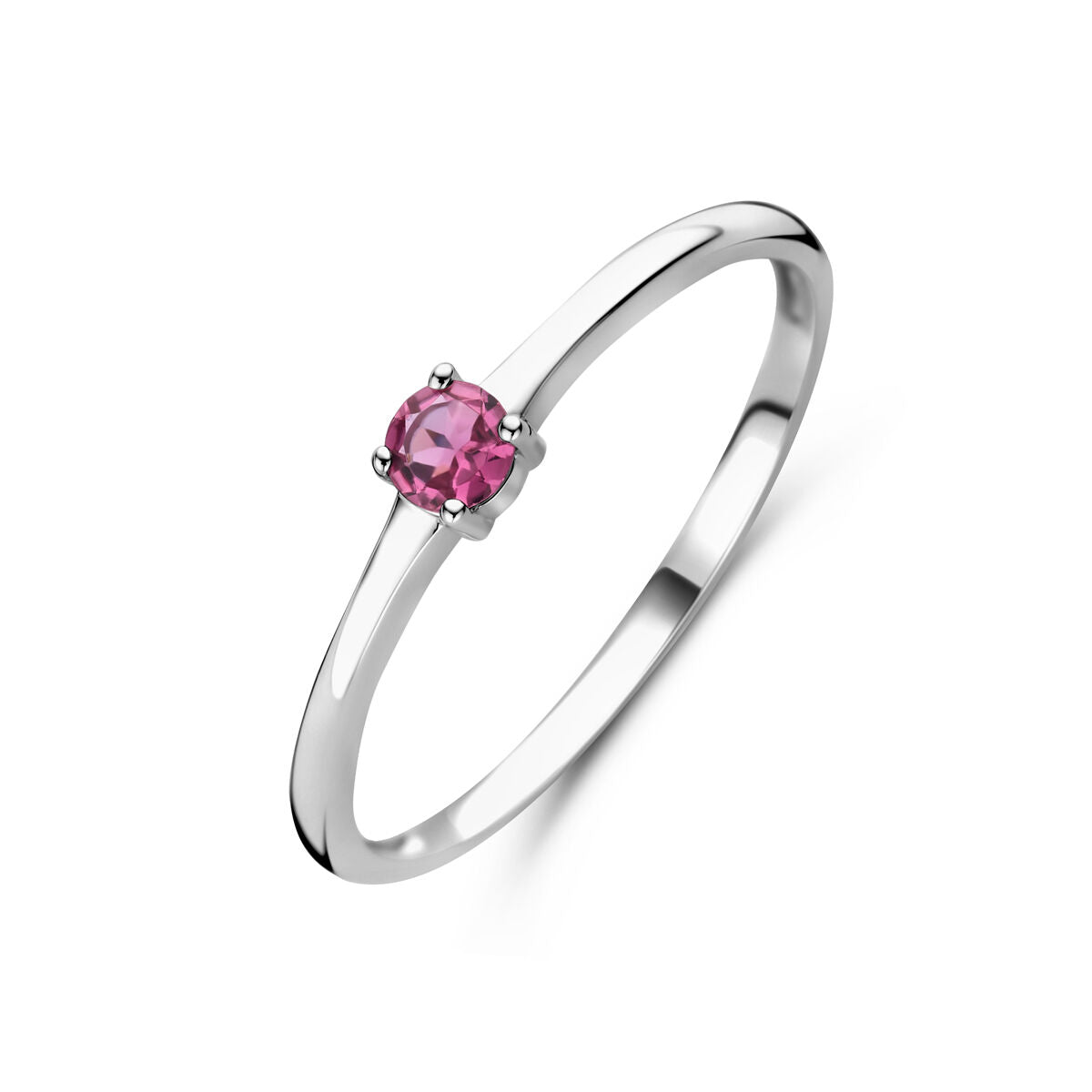 Ring aus rhodiniertem Silber mit rosa Turmalin als Geburtsstein für Oktober
