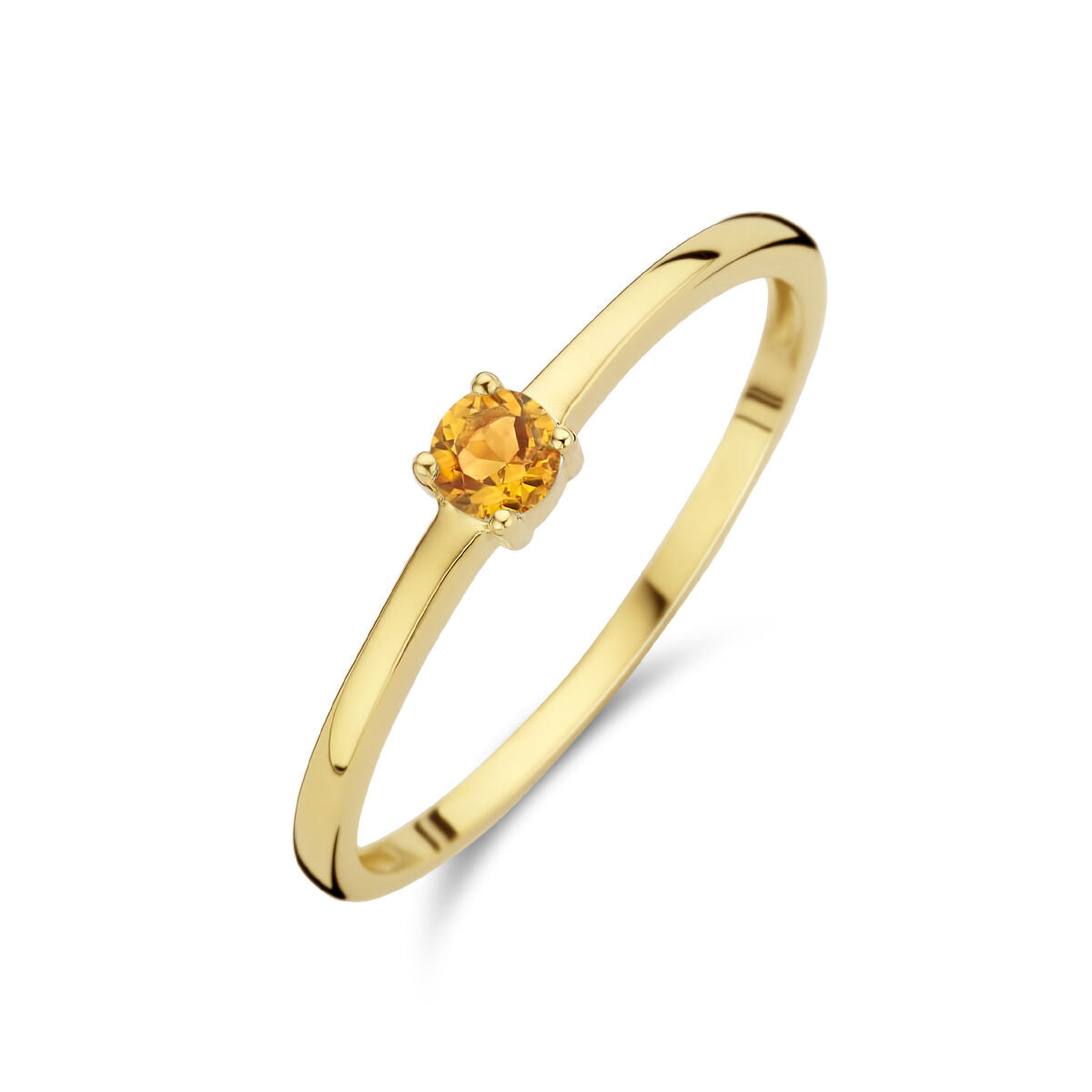 Ring aus 14K Gelbgold mit runder, gelber Citrin-Geburtsstein