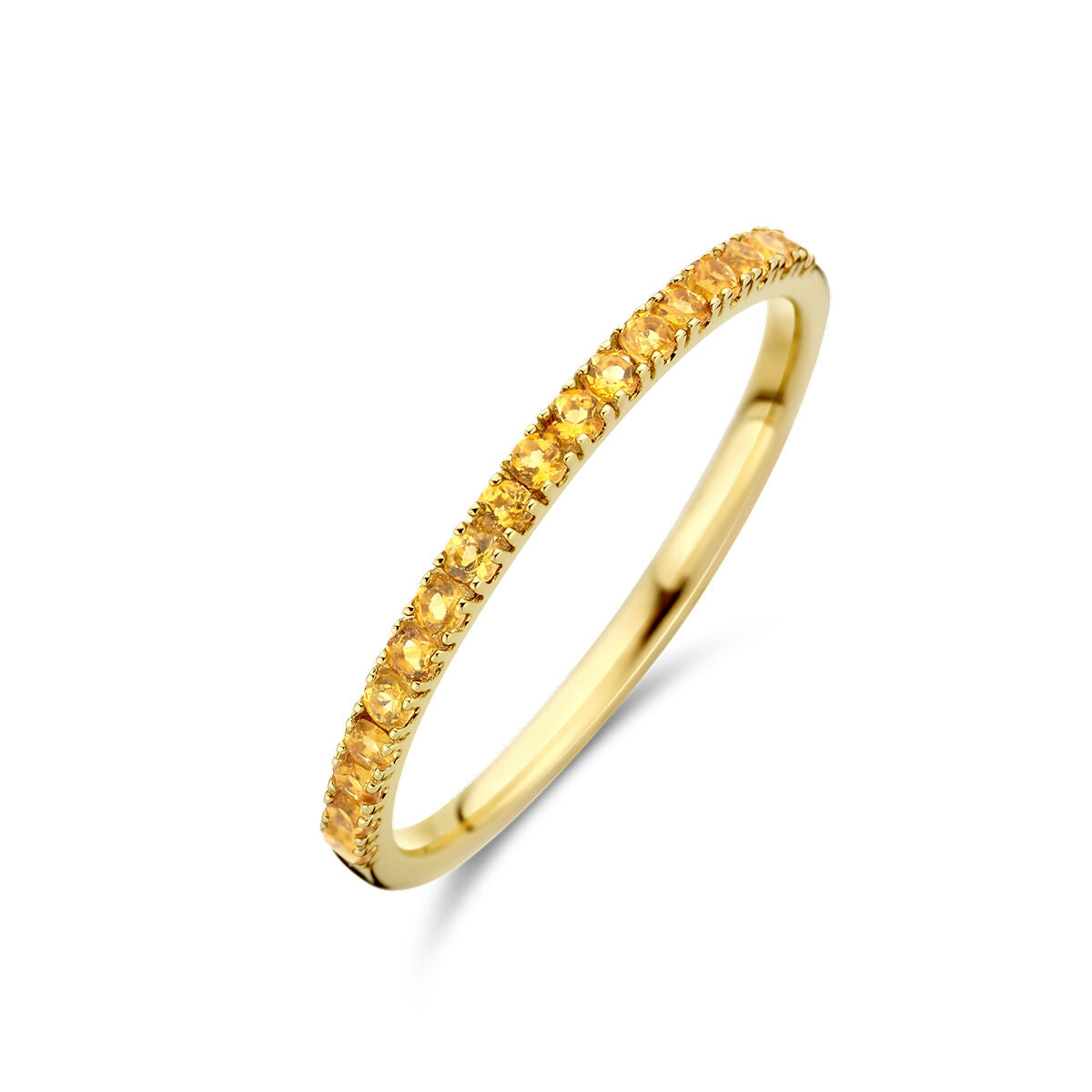 Ring aus 14K Gelbgold mit gelbem Citrin und strukturiertem Band