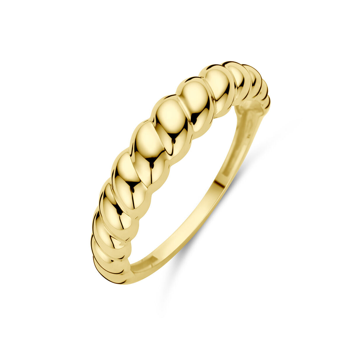 Ring aus 14K Gelbgold mit gedrehter, glänzender Oberfläche und runder Form