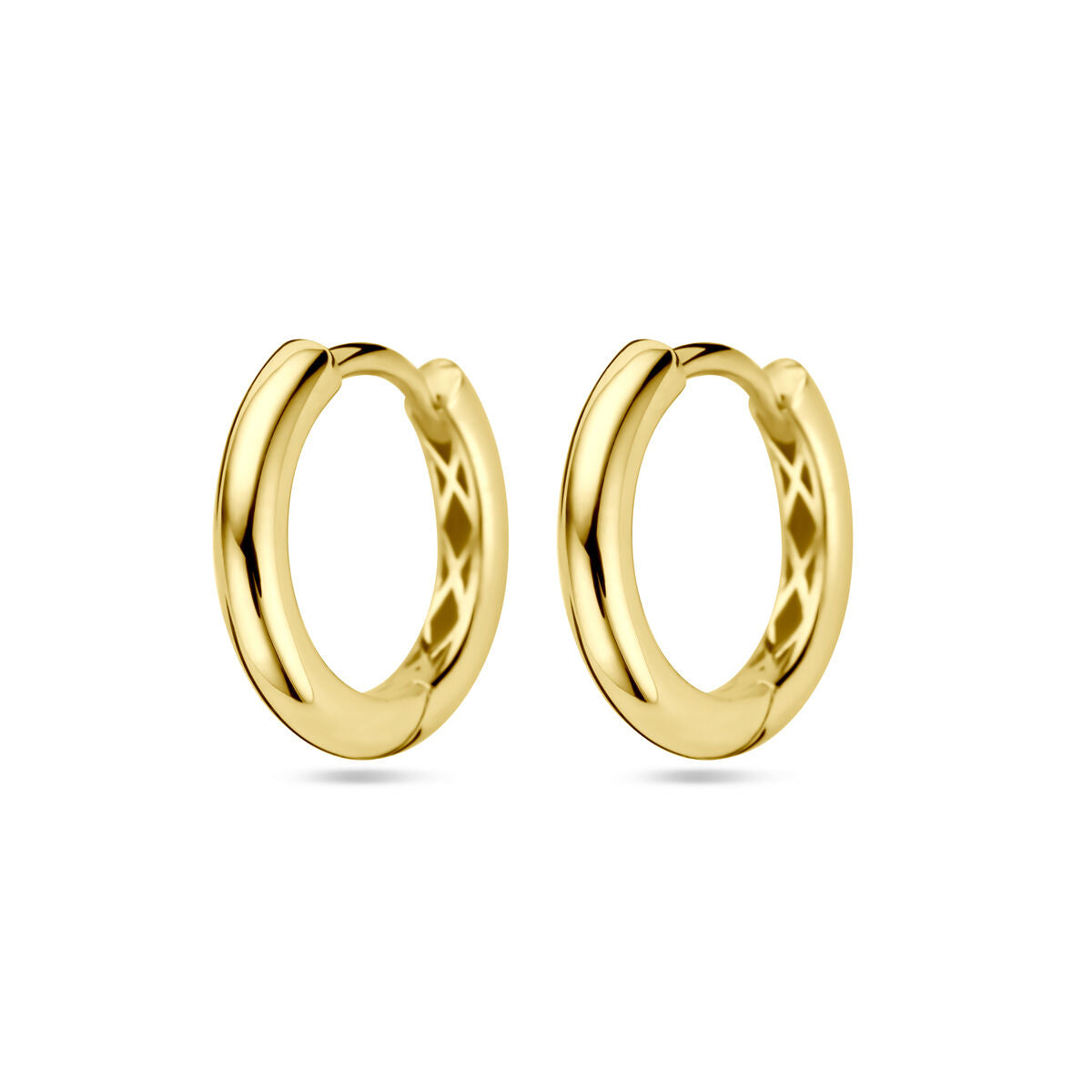 Klapp-Ohrringe aus 14K Gelbgold mit glänzender Oberfläche und runder Form