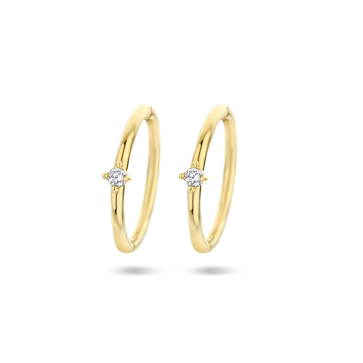 Klapp-Ohrringe aus 14K Gelbgold mit Zirkonia-Steinen