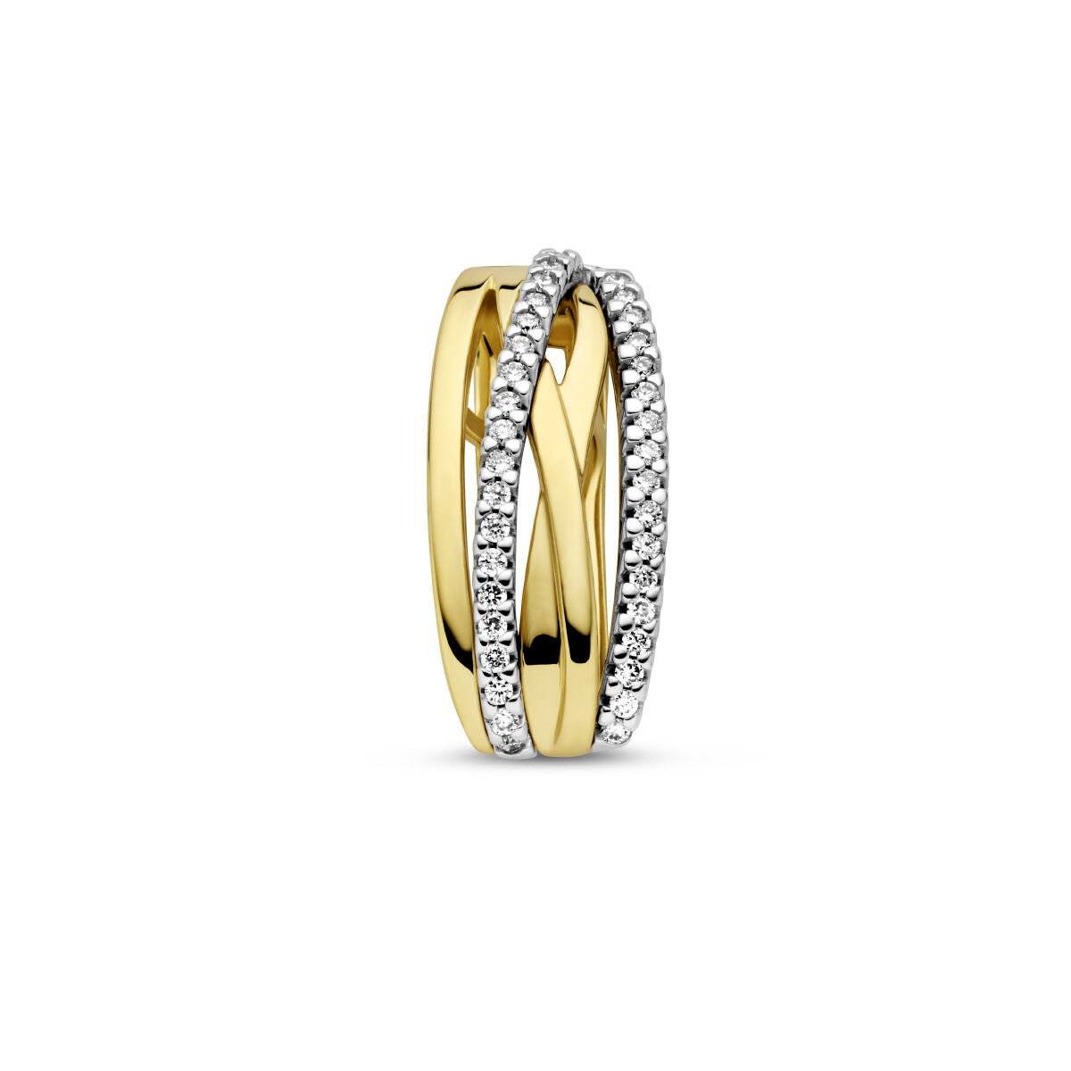 Hänger aus 14K bicolor Gold mit gelbem und weißem Gold, besetzt mit Diamanten.
