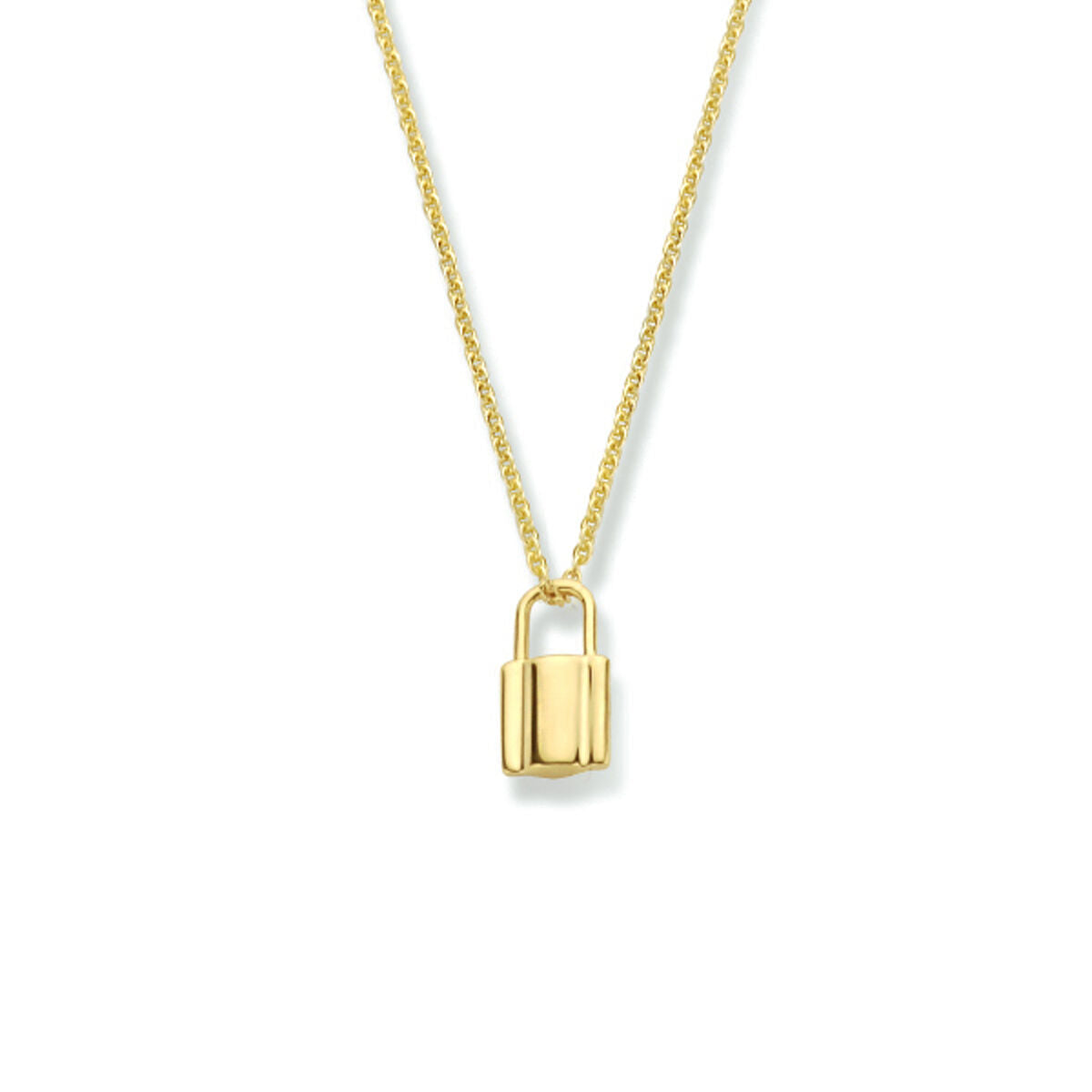 Halskette aus 14K Gold mit einem kleinen Schloss-Anhänger