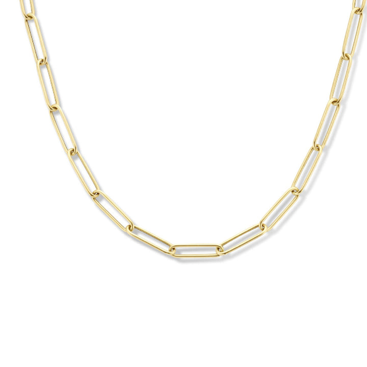 Halskette Büroklammer Rundrohr 4,0 mm 45 cm mit großem Karabinerverschluss 14K Gelbgold
