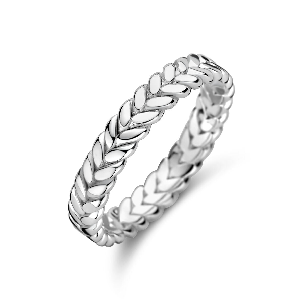 Ring aus rhodiniertem Silber mit geflochtenem Design