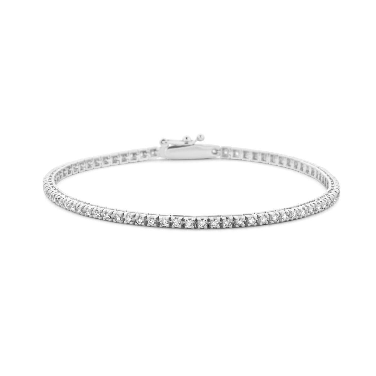 Tennisarmband aus 14K Weißgold mit 1,00 ct Diamanten, 2,0 mm breit und 17,5 cm lang