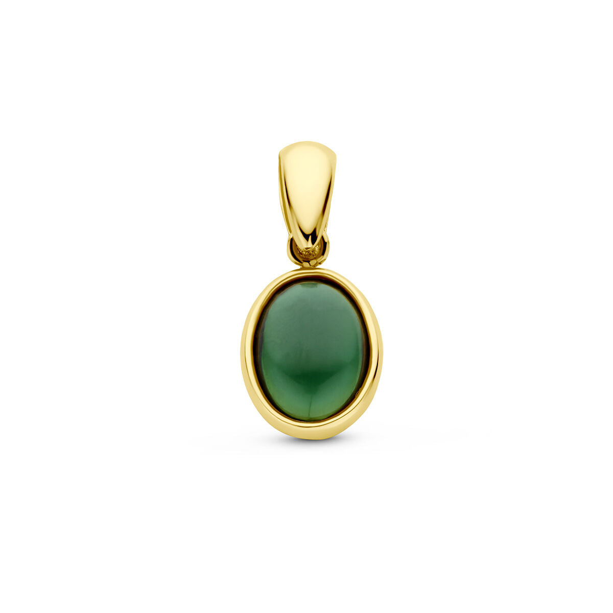 Hänger aus 14K Gelbgold mit ovalem, grünem Turmalin