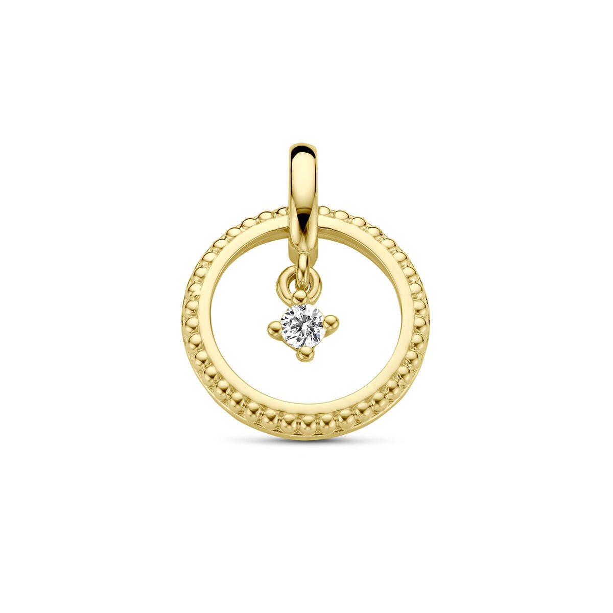 Hänger aus 14K Gelbgold mit kreisförmigem Design und einem 0,06 ct Diamanten