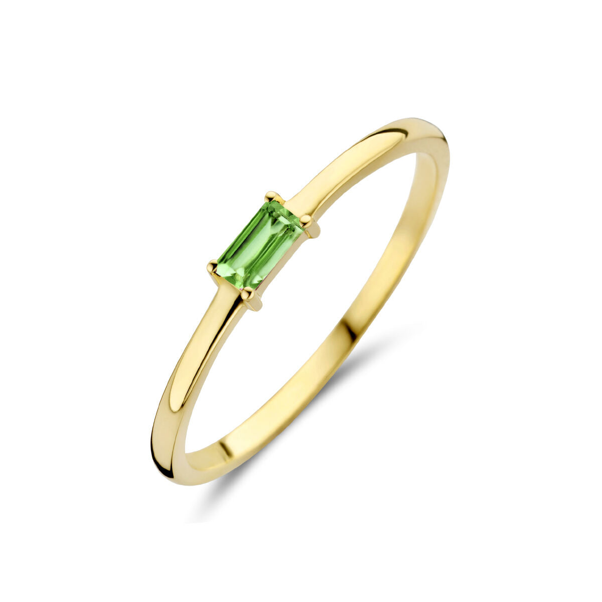 Ring aus 14K Gelbgold mit rechteckigem Smaragd in der Mitte