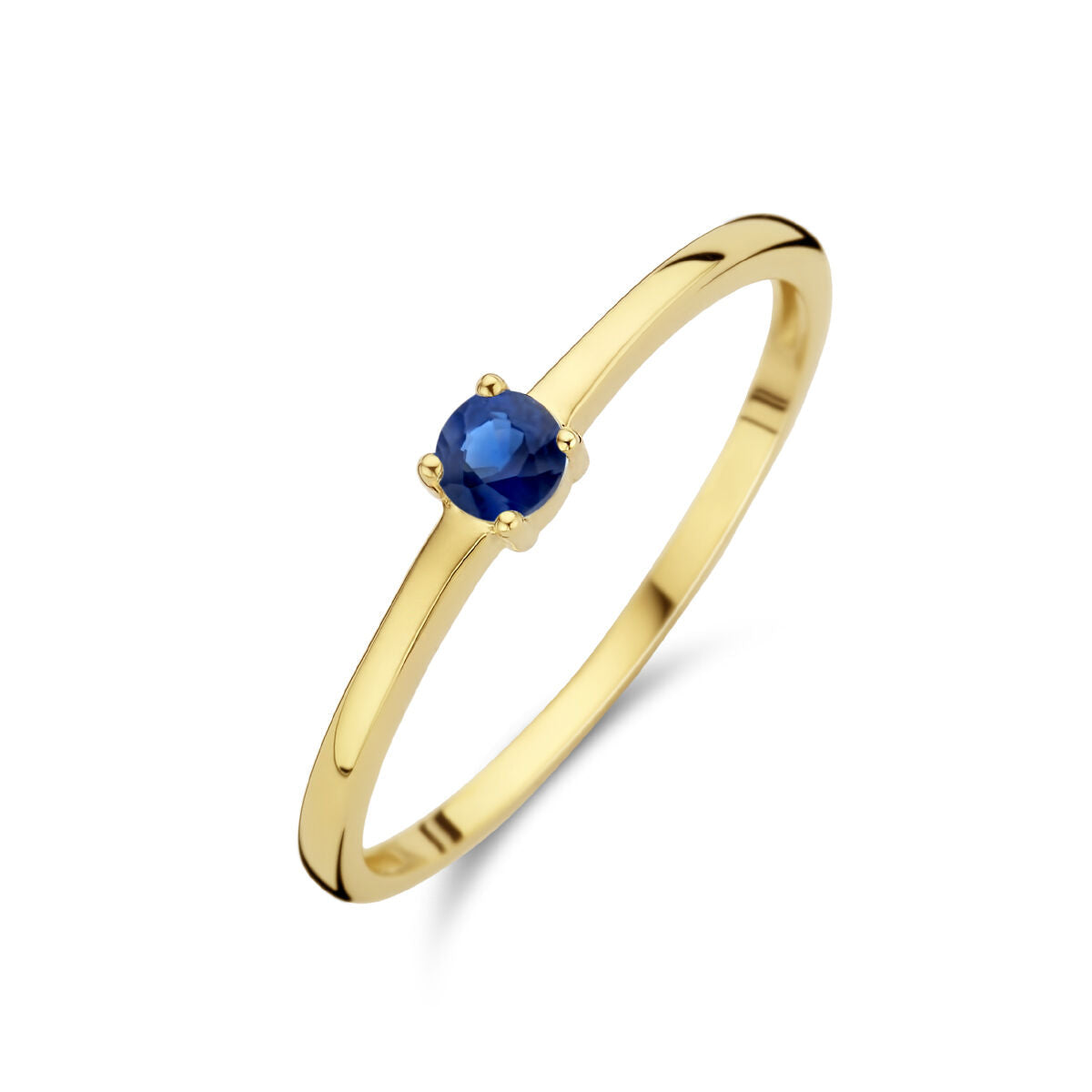 Ring aus 14K Gelbgold mit blauem Saphir als Geburtsstein für September