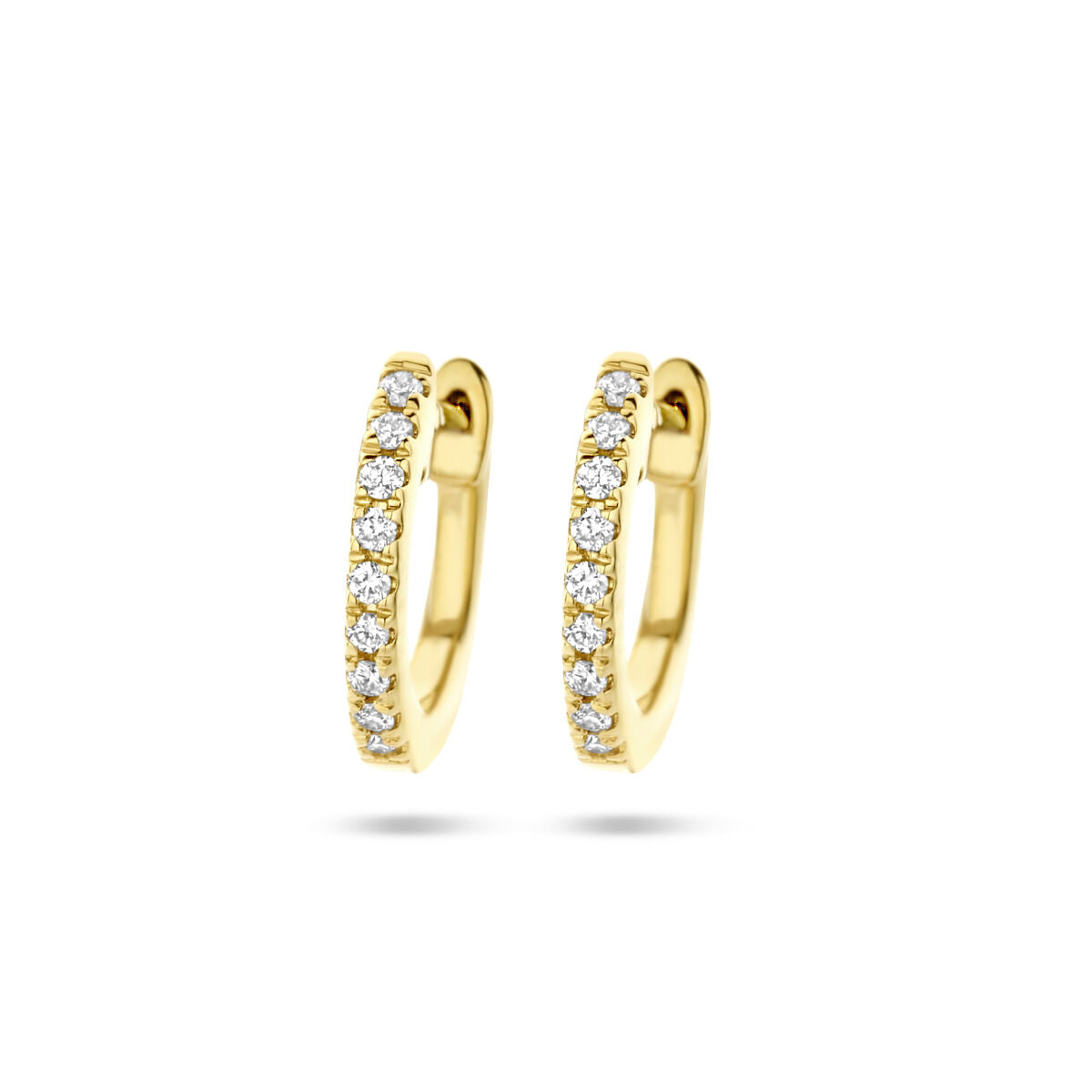 Klapp-Ohrringe aus 14K Gelbgold mit 10 funkelnden Diamanten, insgesamt 0,06 ct