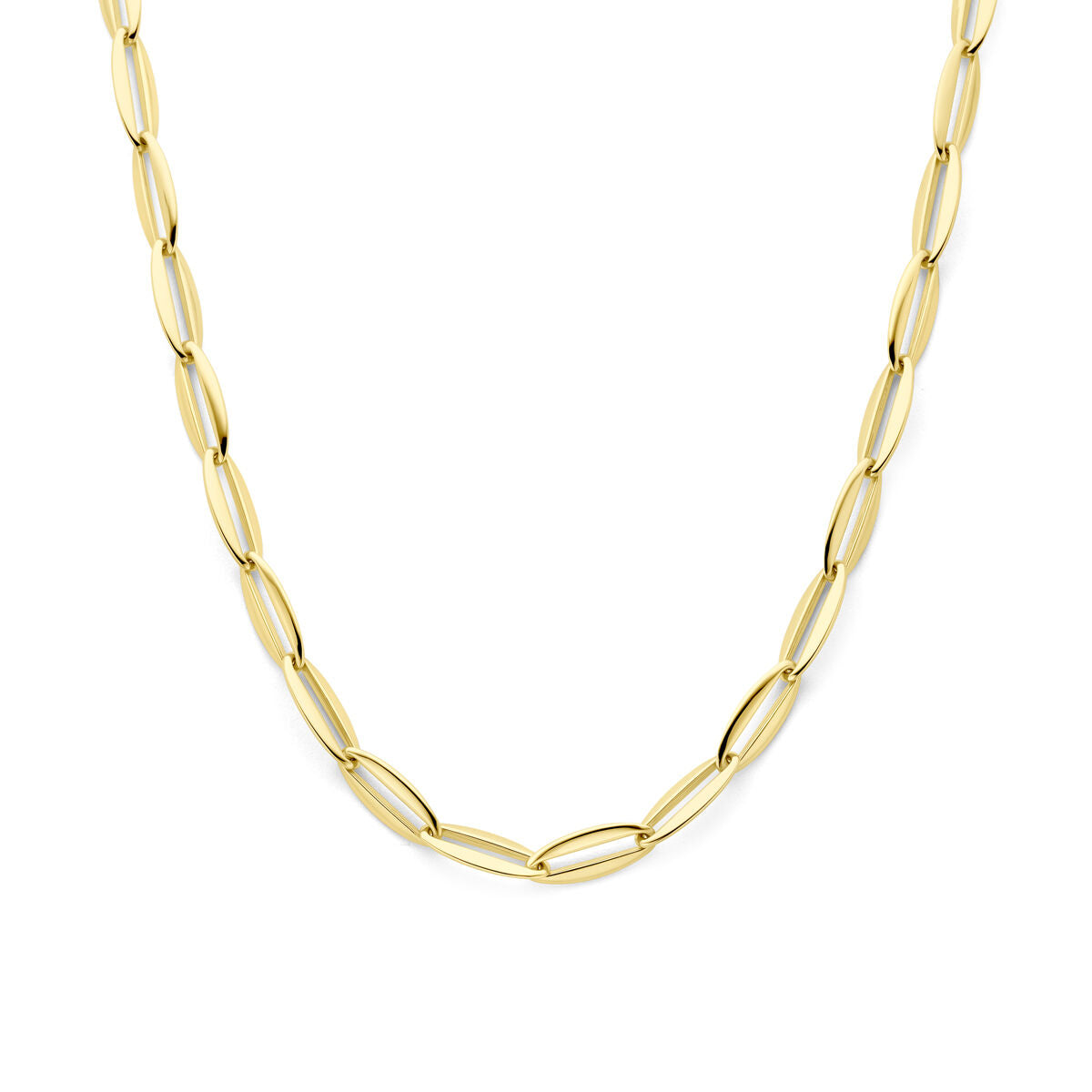 Collier aus 14K Gelbgold mit ovalen Gliedern, 7,2 mm breit und 44,5 cm lang