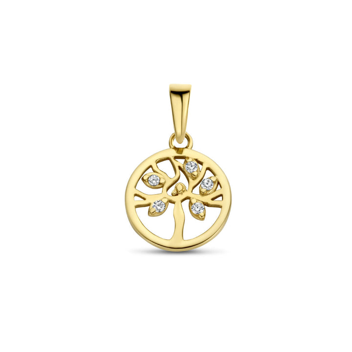 Anhänger Lebensbaum Zirkonia 14K Gelbgold