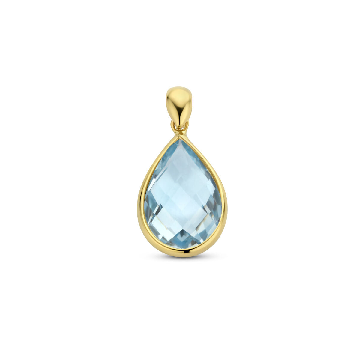 Hänger mit tropfenförmigem blauen Topas in 14K Gelbgoldfassung