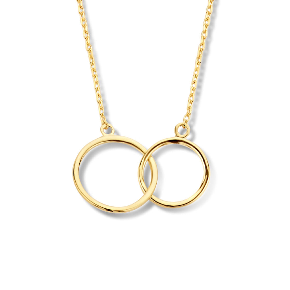 Halskette aus 14K Gold mit zwei runden Anhängern in unterschiedlichen Größen