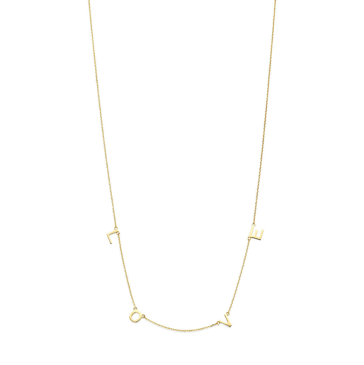 Collier aus 14K Gelbgold mit verschiedenen geometrischen Anhängern in einer Länge von 38 bis 42 cm