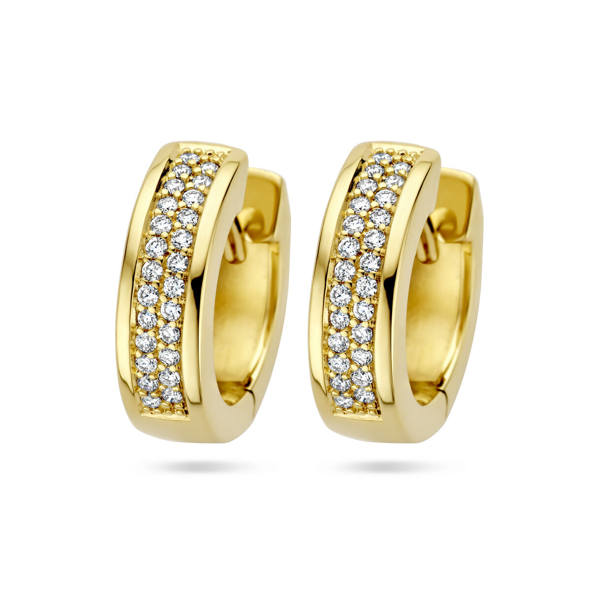 Klapp-Ohrringe aus 14K Gelbgold mit 0,25 ct Diamanten in H SI, glänzende Oberfläche und moderne Form
