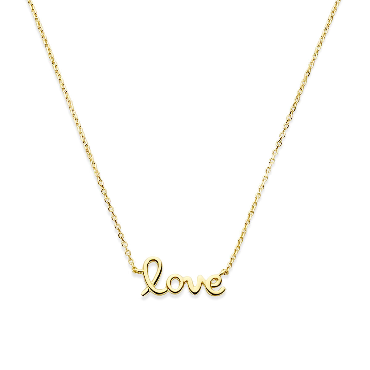 Collier aus 14K Gelbgold mit der Schriftzug "love" in geschwungener Schriftart