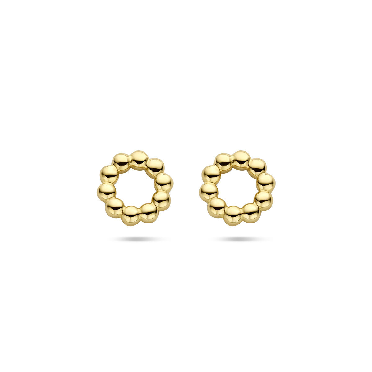 Ohrstecker aus 14K Gelbgold in kreisförmiger Form mit kleinen Kugeln