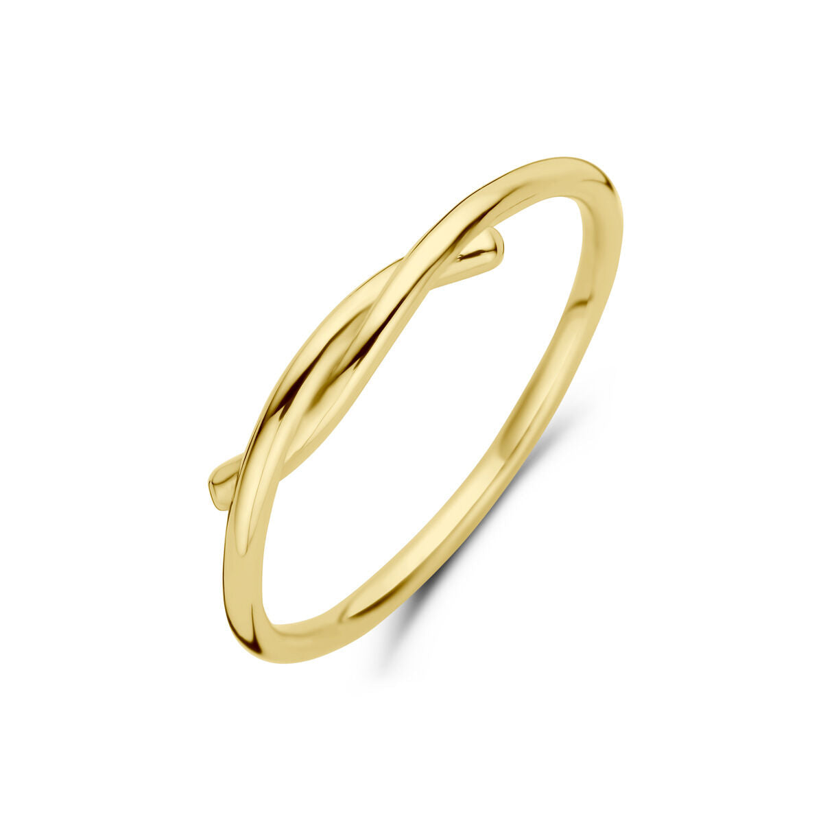Ring aus 14K Gelbgold mit geschwungenem Design und glatter Oberfläche