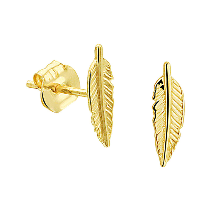 Ohrstecker Feder 14K Gelbgold