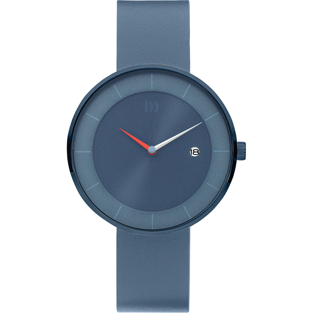 Uhr mit blauem Zifferblatt, grauem Gehäuse und silikongefertigtem Armband