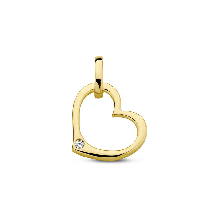 Anhänger Herz und Diamant 0,01 ct h p1 14 K Gelbgold