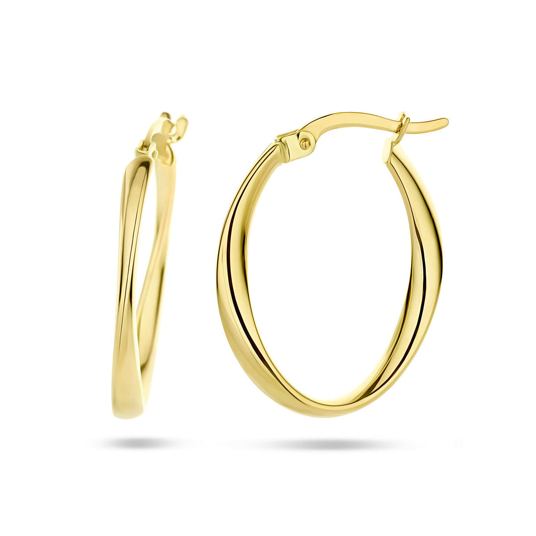 Ohrringe ovales gedrehtes Rohr aus 14K Gelbgold
