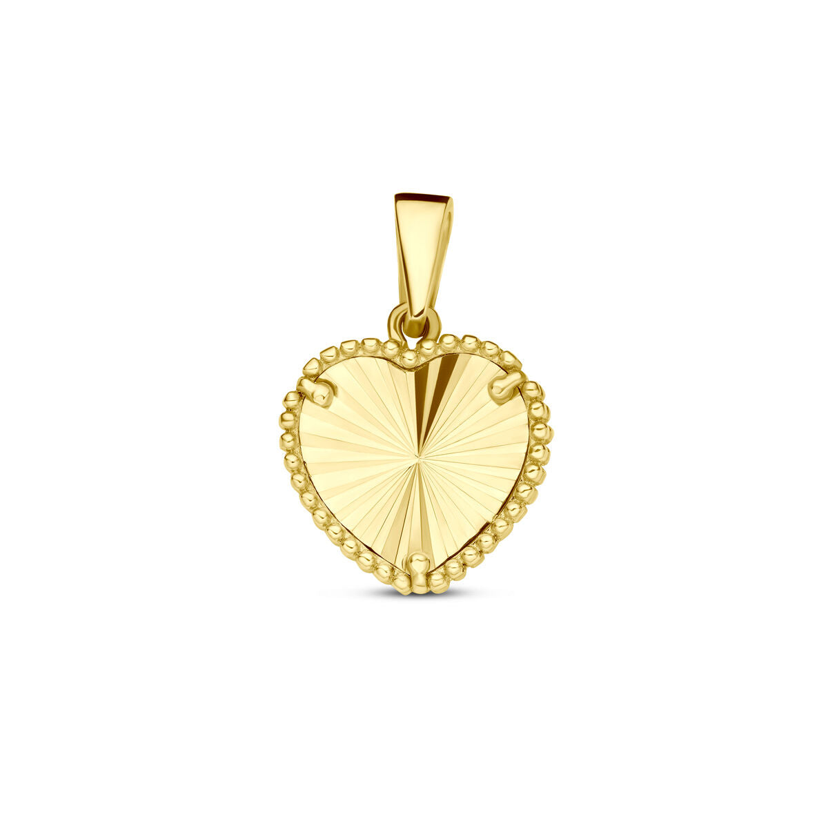 Hänger in Herzform aus 14K Gelbgold mit diamantierter Oberfläche und Perlenrand